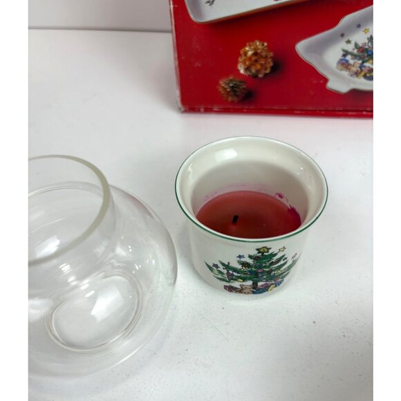 Vintage Nikko 5 Piece Christmastime Ceramic Serving Set & Candleholder - Picture 6 of 6